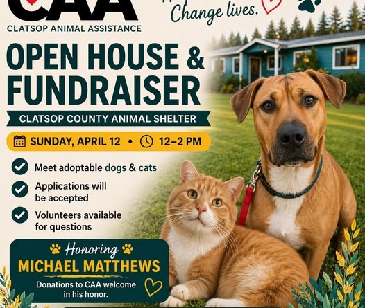 CAA and Animal Shelter Open House and special fundraiser honoring Michael Matthews Sunday, April 12 from 12–2 PM
